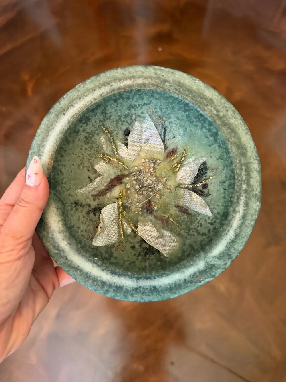 Habersham Candle Company Wax Pottery Vessel Home Fragrance Flameless Blue Green